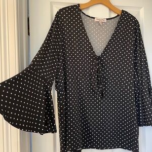Polka Dot Bell Sleeve Top
